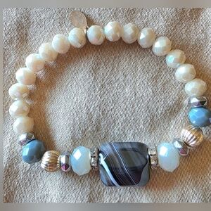 Signed Ali Khan New York Bracelet Agate & Stunning Assorted Glass Beads